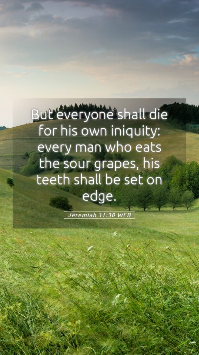 Picture 05 - Jeremiah 31:30 WEB Mobile Phone Wallpaper - But everyone shall die for his own iniquity: - Mobile Bible Verse Wallpaper
