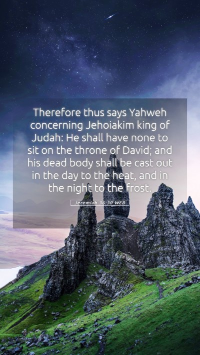 Picture 05 - Jeremiah 36:30 WEB Mobile Phone Wallpaper - Therefore thus says Yahweh concerning Jehoiakim - Mobile Bible Verse Wallpaper