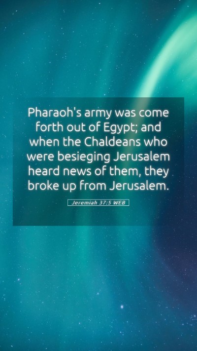 Picture 05 - Jeremiah 37:5 WEB Mobile Phone Wallpaper - Pharaoh's army was come forth out of Egypt; and - Mobile Bible Verse Wallpaper