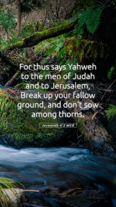 Picture 05 - Jeremiah 4:3 WEB Mobile Phone Wallpaper - For thus says Yahweh to the men of Judah and to - Mobile Bible Verse Wallpaper