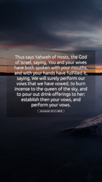 Picture 05 - Jeremiah 44:25 WEB Mobile Phone Wallpaper - Thus says Yahweh of Hosts, the God of Israel, - Mobile Bible Verse Wallpaper
