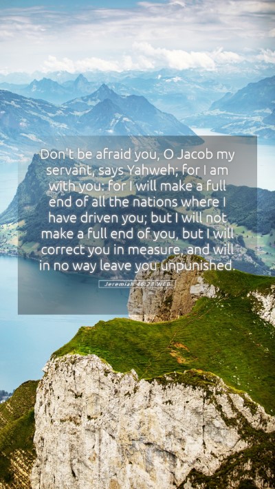 Picture 05 - Jeremiah 46:28 WEB Mobile Phone Wallpaper - Don't be afraid you, O Jacob my servant, says - Mobile Bible Verse Wallpaper