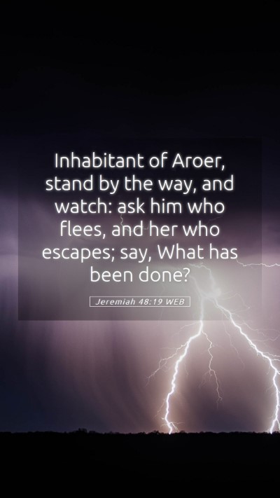 Picture 05 - Jeremiah 48:19 WEB Mobile Phone Wallpaper - Inhabitant of Aroer, stand by the way, and watch: - Mobile Bible Verse Wallpaper