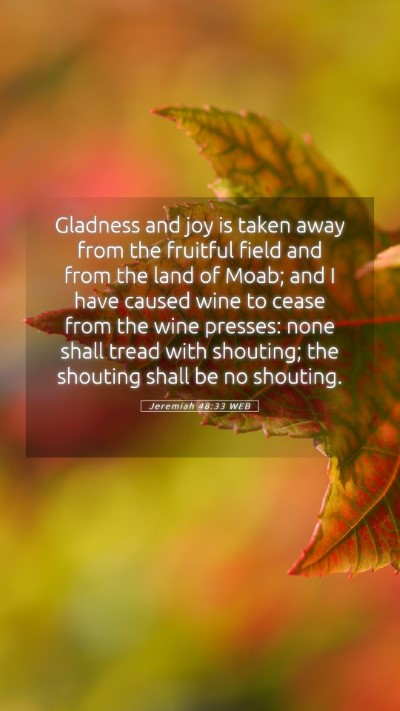 Picture 05 - Jeremiah 48:33 WEB Mobile Phone Wallpaper - Gladness and joy is taken away from the fruitful - Mobile Bible Verse Wallpaper