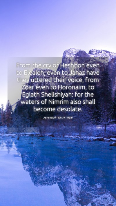 Picture 05 - Jeremiah 48:34 WEB Mobile Phone Wallpaper - From the cry of Heshbon even to Elealeh, even to - Mobile Bible Verse Wallpaper
