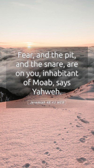 Picture 05 - Jeremiah 48:43 WEB Mobile Phone Wallpaper - Fear, and the pit, and the snare, are on you, - Mobile Bible Verse Wallpaper