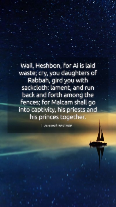 Picture 05 - Jeremiah 49:3 WEB Mobile Phone Wallpaper - Wail, Heshbon, for Ai is laid waste; cry, you - Mobile Bible Verse Wallpaper
