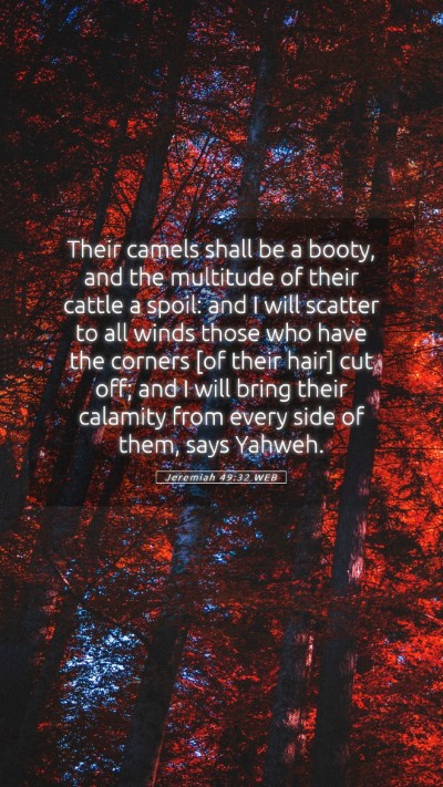 Picture 05 - Jeremiah 49:32 WEB Mobile Phone Wallpaper - Their camels shall be a booty, and the multitude - Mobile Bible Verse Wallpaper