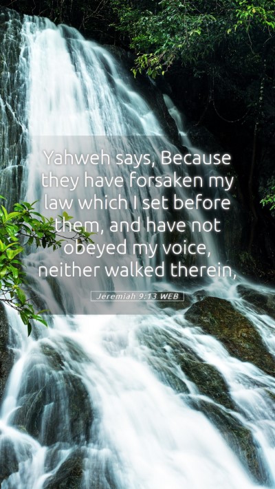 Picture 05 - Jeremiah 9:13 WEB Mobile Phone Wallpaper - Yahweh says, Because they have forsaken my law - Mobile Bible Verse Wallpaper