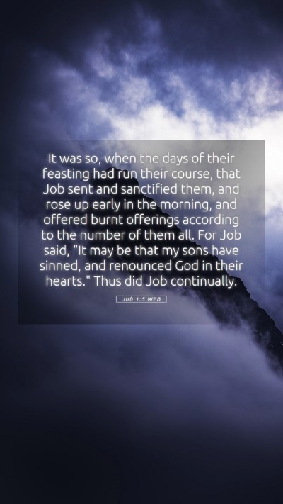 Picture 05 - Job 1:5 WEB Mobile Phone Wallpaper - It was so, when the days of their feasting had - Mobile Bible Verse Wallpaper