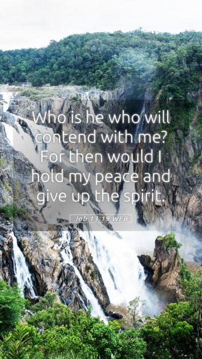 Picture 05 - Job 13:19 WEB Mobile Phone Wallpaper - Who is he who will contend with me? For then - Mobile Bible Verse Wallpaper