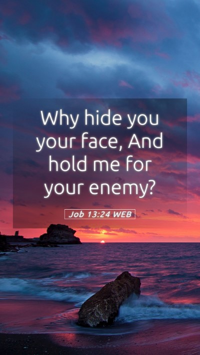 Picture 05 - Job 13:24 WEB Mobile Phone Wallpaper - Why hide you your face, And hold me for your - Mobile Bible Verse Wallpaper