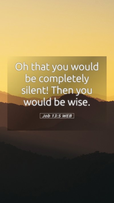 Picture 05 - Job 13:5 WEB Mobile Phone Wallpaper - Oh that you would be completely silent! Then you - Mobile Bible Verse Wallpaper