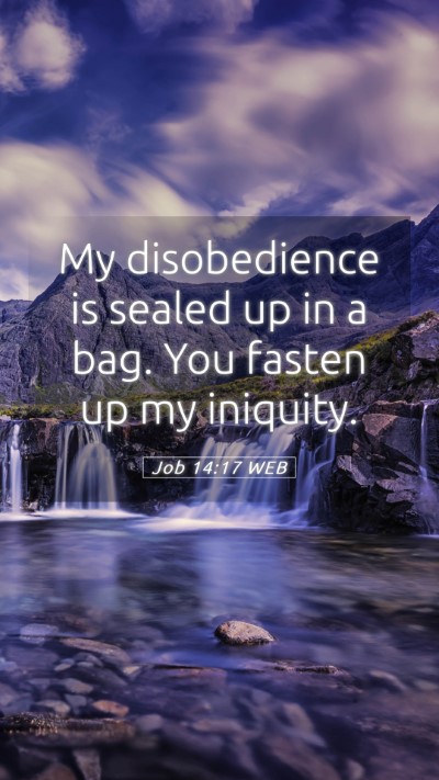 Picture 05 - Job 14:17 WEB Mobile Phone Wallpaper - My disobedience is sealed up in a bag. You fasten - Mobile Bible Verse Wallpaper
