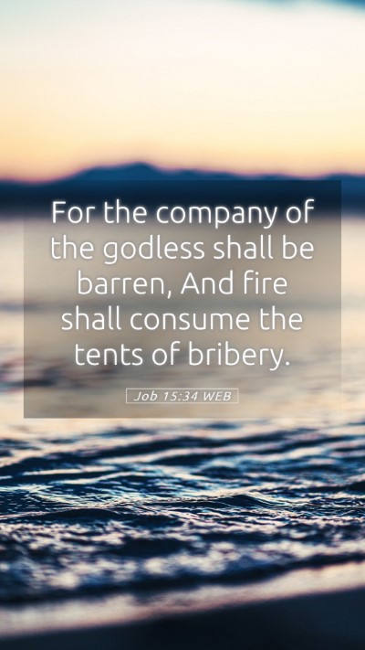Picture 05 - Job 15:34 WEB Mobile Phone Wallpaper - For the company of the godless shall be barren, - Mobile Bible Verse Wallpaper