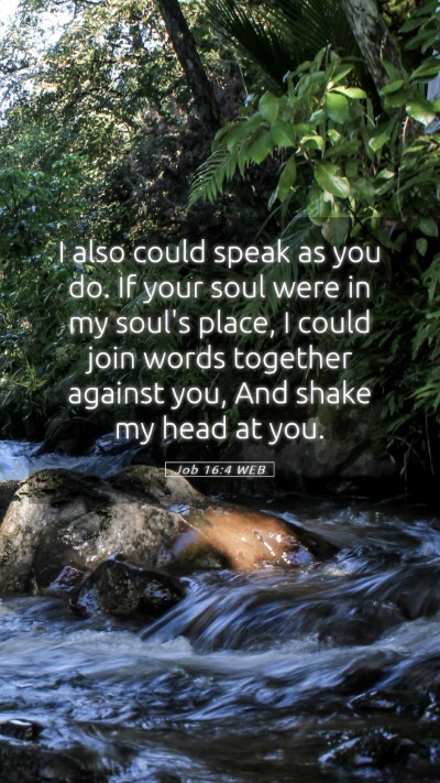 Picture 05 - Job 16:4 WEB Mobile Phone Wallpaper - I also could speak as you do. If your soul were - Mobile Bible Verse Wallpaper