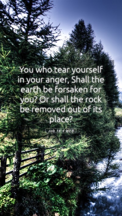 Picture 05 - Job 18:4 WEB Mobile Phone Wallpaper - You who tear yourself in your anger, Shall the - Mobile Bible Verse Wallpaper
