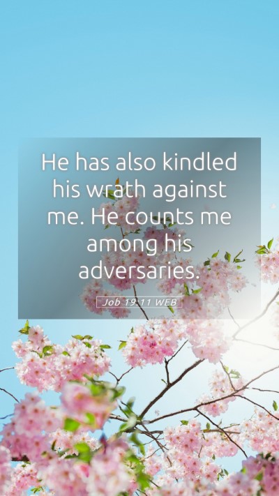 Picture 05 - Job 19:11 WEB Mobile Phone Wallpaper - He has also kindled his wrath against me. He - Mobile Bible Verse Wallpaper