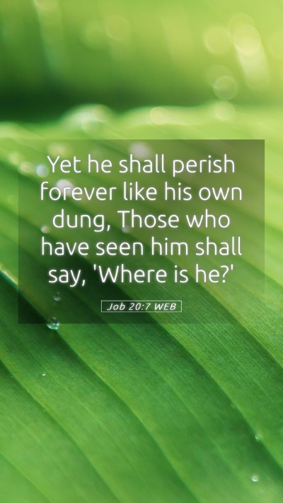 Picture 05 - Job 20:7 WEB Mobile Phone Wallpaper - Yet he shall perish forever like his own dung, - Mobile Bible Verse Wallpaper