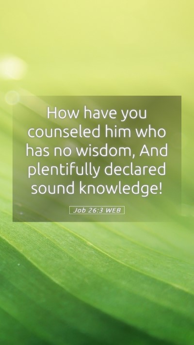Picture 05 - Job 26:3 WEB Mobile Phone Wallpaper - How have you counseled him who has no wisdom, And - Mobile Bible Verse Wallpaper