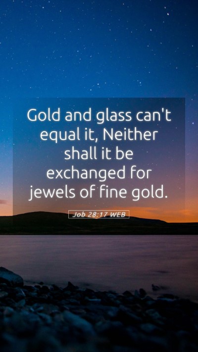 Picture 05 - Job 28:17 WEB Mobile Phone Wallpaper - Gold and glass can't equal it, Neither shall it - Mobile Bible Verse Wallpaper
