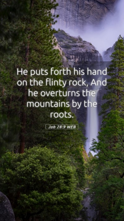Picture 05 - Job 28:9 WEB Mobile Phone Wallpaper - He puts forth his hand on the flinty rock, And he - Mobile Bible Verse Wallpaper