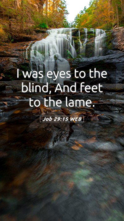 Picture 05 - Job 29:15 WEB Mobile Phone Wallpaper - I was eyes to the blind, And feet to the - Mobile Bible Verse Wallpaper