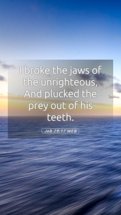 Picture 05 - Job 29:17 WEB Mobile Phone Wallpaper - I broke the jaws of the unrighteous, And plucked - Mobile Bible Verse Wallpaper