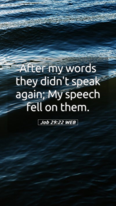 Picture 05 - Job 29:22 WEB Mobile Phone Wallpaper - After my words they didn't speak again; My speech - Mobile Bible Verse Wallpaper
