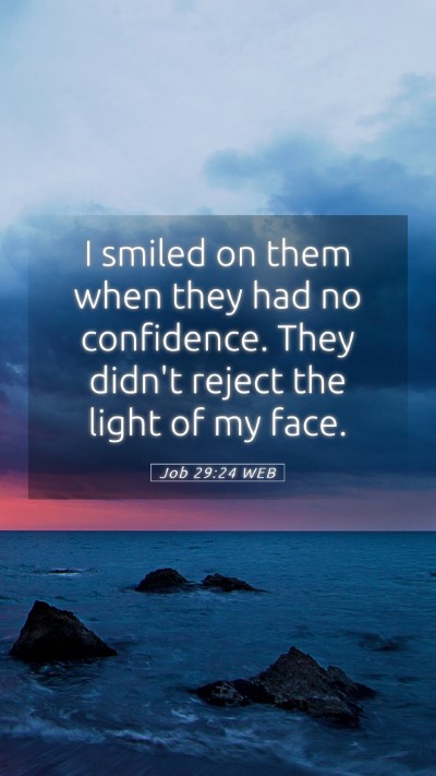 Picture 05 - Job 29:24 WEB Mobile Phone Wallpaper - I smiled on them when they had no confidence. - Mobile Bible Verse Wallpaper