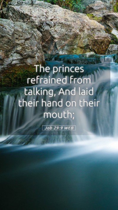 Picture 05 - Job 29:9 WEB Mobile Phone Wallpaper - The princes refrained from talking, And laid - Mobile Bible Verse Wallpaper