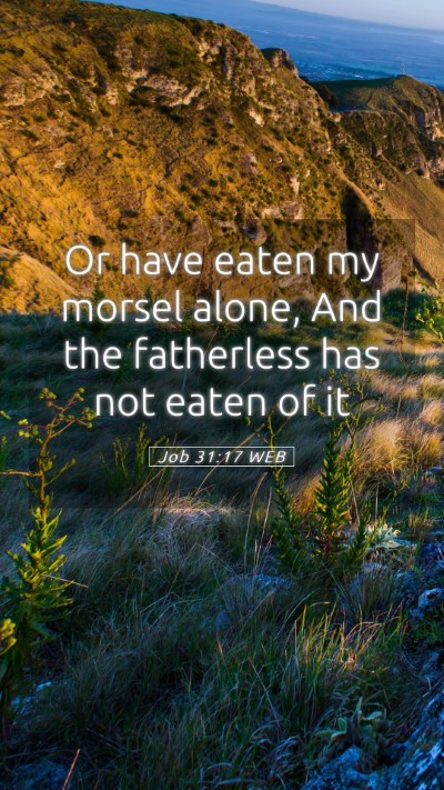 Picture 05 - Job 31:17 WEB Mobile Phone Wallpaper - Or have eaten my morsel alone, And the fatherless - Mobile Bible Verse Wallpaper