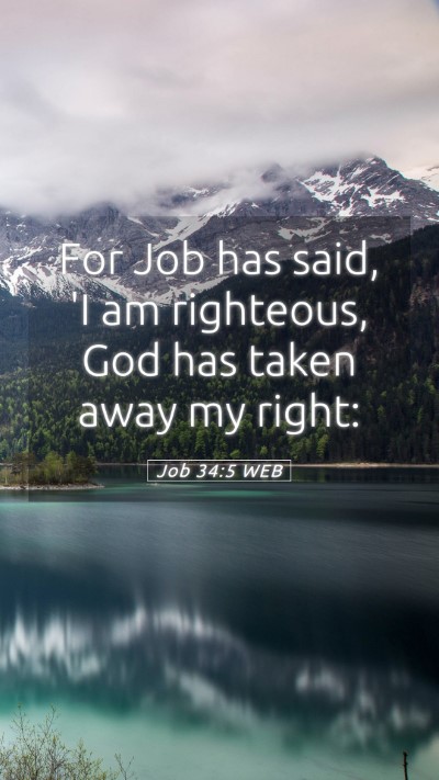 Picture 05 - Job 34:5 WEB Mobile Phone Wallpaper - For Job has said, 'I am righteous, God has taken - Mobile Bible Verse Wallpaper