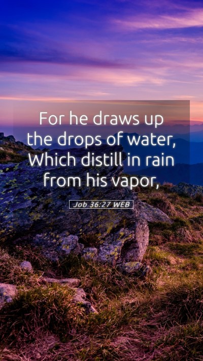 Picture 05 - Job 36:27 WEB Mobile Phone Wallpaper - For he draws up the drops of water, Which distill - Mobile Bible Verse Wallpaper