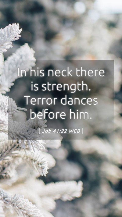 Picture 05 - Job 41:22 WEB Mobile Phone Wallpaper - In his neck there is strength. Terror dances - Mobile Bible Verse Wallpaper