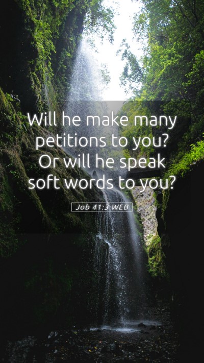 Picture 05 - Job 41:3 WEB Mobile Phone Wallpaper - Will he make many petitions to you? Or will he - Mobile Bible Verse Wallpaper