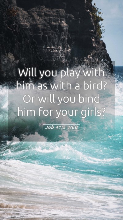 Picture 05 - Job 41:5 WEB Mobile Phone Wallpaper - Will you play with him as with a bird? Or will - Mobile Bible Verse Wallpaper