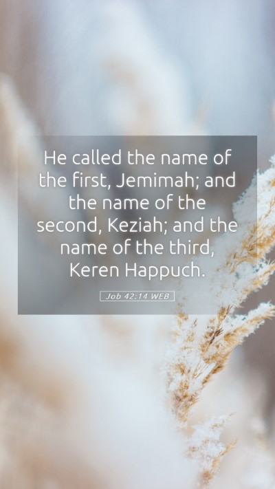 Picture 05 - Job 42:14 WEB Mobile Phone Wallpaper - He called the name of the first, Jemimah; and the - Mobile Bible Verse Wallpaper