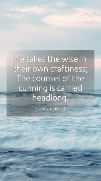 Picture 05 - Job 5:13 WEB Mobile Phone Wallpaper - He takes the wise in their own craftiness; The - Mobile Bible Verse Wallpaper