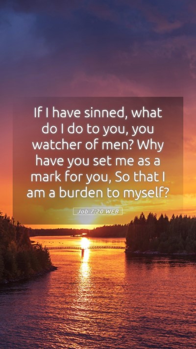 Picture 05 - Job 7:20 WEB Mobile Phone Wallpaper - If I have sinned, what do I do to you, you - Mobile Bible Verse Wallpaper
