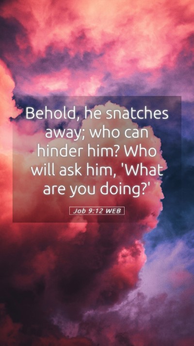 Picture 05 - Job 9:12 WEB Mobile Phone Wallpaper - Behold, he snatches away; who can hinder him? Who - Mobile Bible Verse Wallpaper