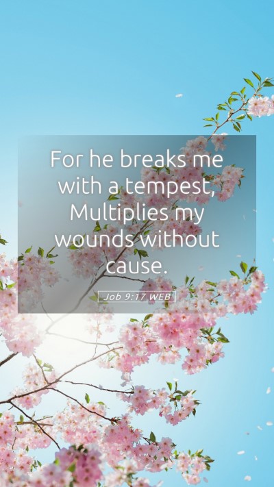Picture 05 - Job 9:17 WEB Mobile Phone Wallpaper - For he breaks me with a tempest, Multiplies my - Mobile Bible Verse Wallpaper