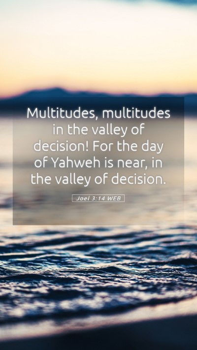 Picture 05 - Joel 3:14 WEB Mobile Phone Wallpaper - Multitudes, multitudes in the valley of decision! - Mobile Bible Verse Wallpaper