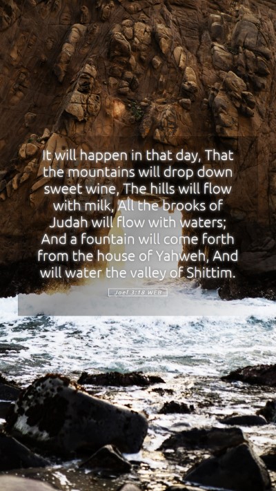 Picture 05 - Joel 3:18 WEB Mobile Phone Wallpaper - It will happen in that day, That the mountains - Mobile Bible Verse Wallpaper
