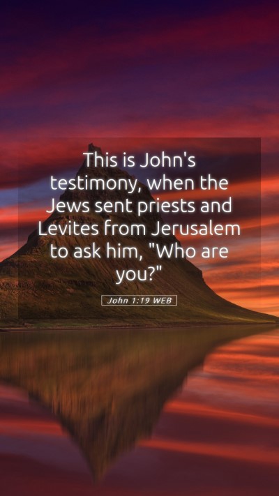 Picture 05 - John 1:19 WEB Mobile Phone Wallpaper - This is John's testimony, when the Jews sent - Mobile Bible Verse Wallpaper