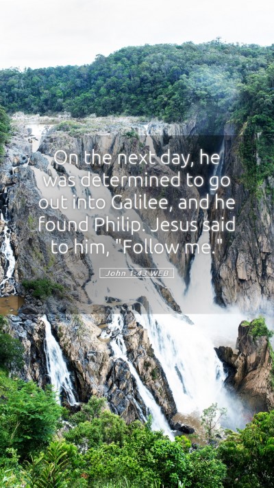 Picture 05 - John 1:43 WEB Mobile Phone Wallpaper - On the next day, he was determined to go out into - Mobile Bible Verse Wallpaper