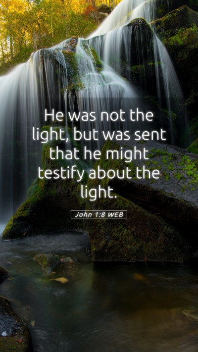 Picture 05 - John 1:8 WEB Mobile Phone Wallpaper - He was not the light, but was sent that he might - Mobile Bible Verse Wallpaper
