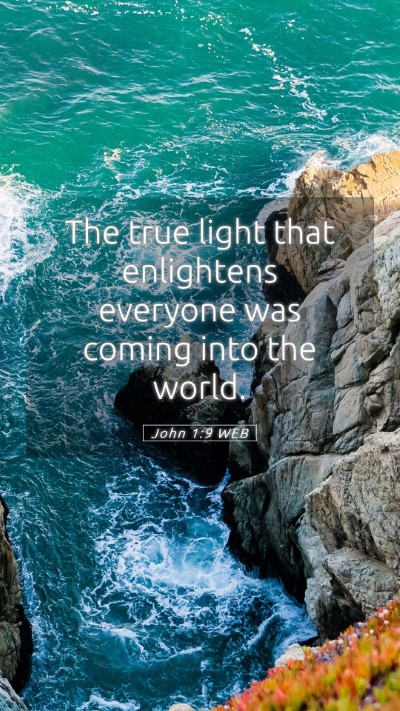 Picture 05 - John 1:9 WEB Mobile Phone Wallpaper - The true light that enlightens everyone was - Mobile Bible Verse Wallpaper