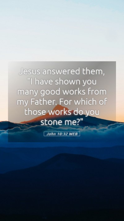 Picture 05 - John 10:32 WEB Mobile Phone Wallpaper - Jesus answered them, 