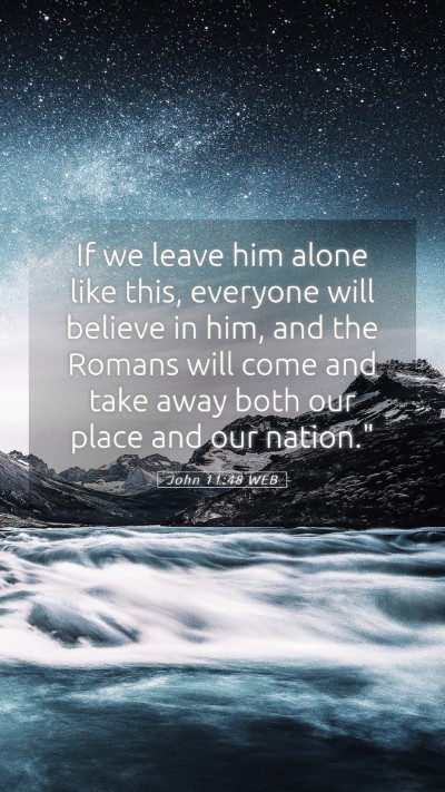 Picture 05 - John 11:48 WEB Mobile Phone Wallpaper - If we leave him alone like this, everyone will - Mobile Bible Verse Wallpaper